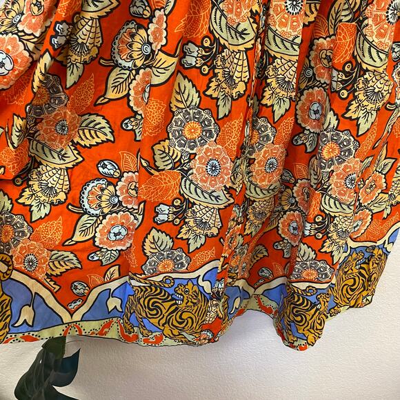 Rhode Resort Floral Maxi Shirt Dress Orange Small - Picture 4 of 6
